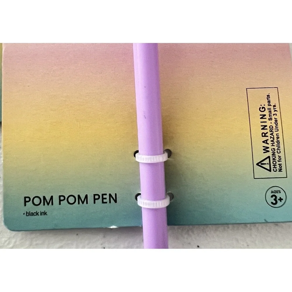 Set Of 3 Cute Pom Pom Pen Kawaii Fluffy Novelty Pen School Office Gift Black Ink